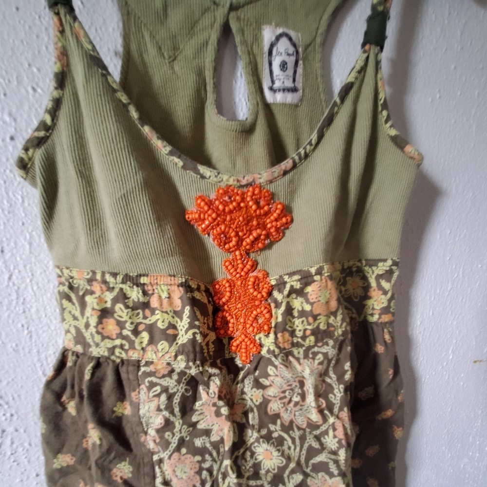 Free People tank with embroidered beadwork